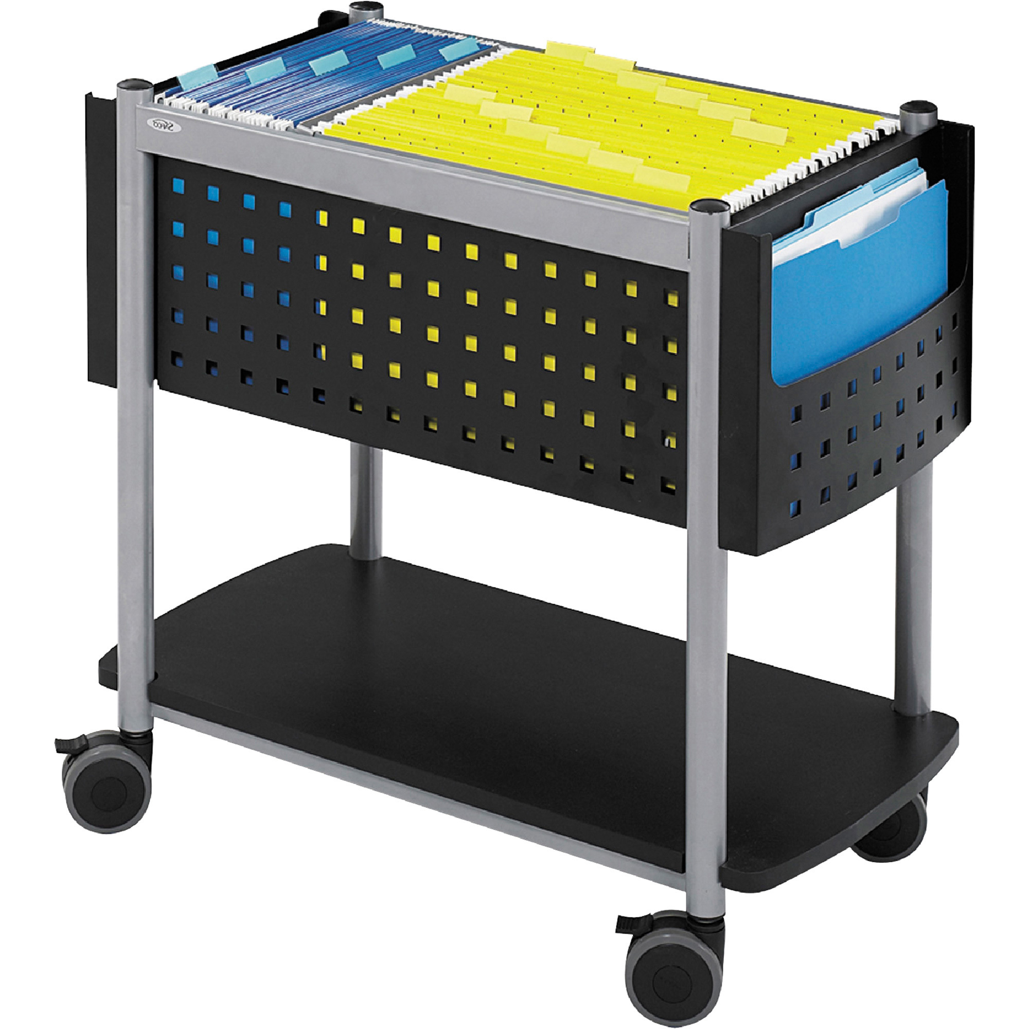 Safco Scoot Open Top Mobile File Organizer, Black, 28in.W x 14 3/4in.D x 26in.H, Model# 5373BL